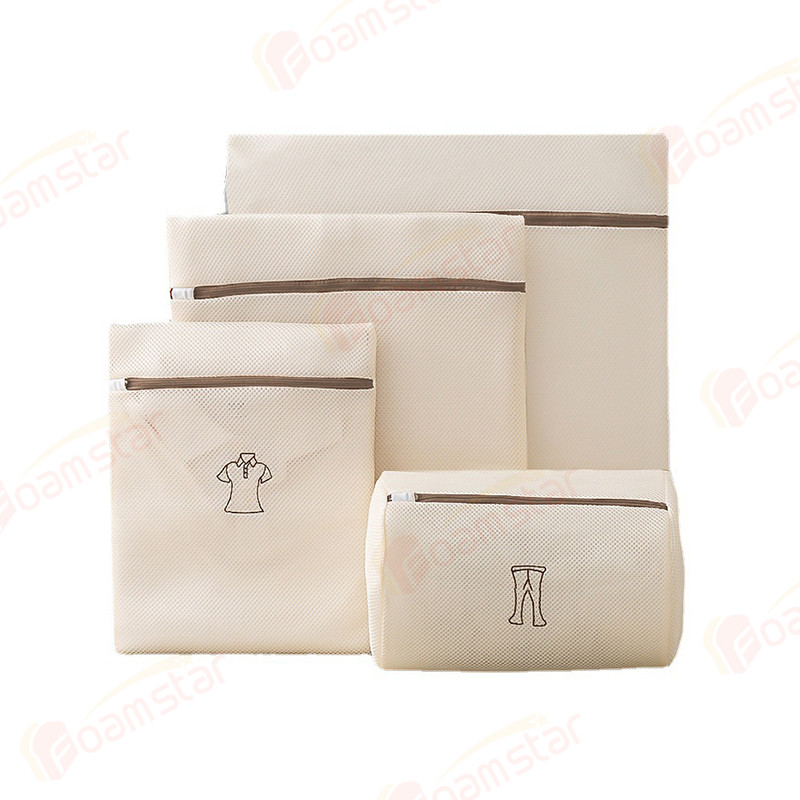 Beige Embroidered  Laundry Bags FD017