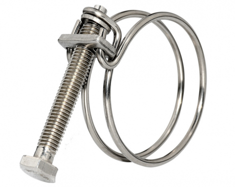 Double wire hose clamp