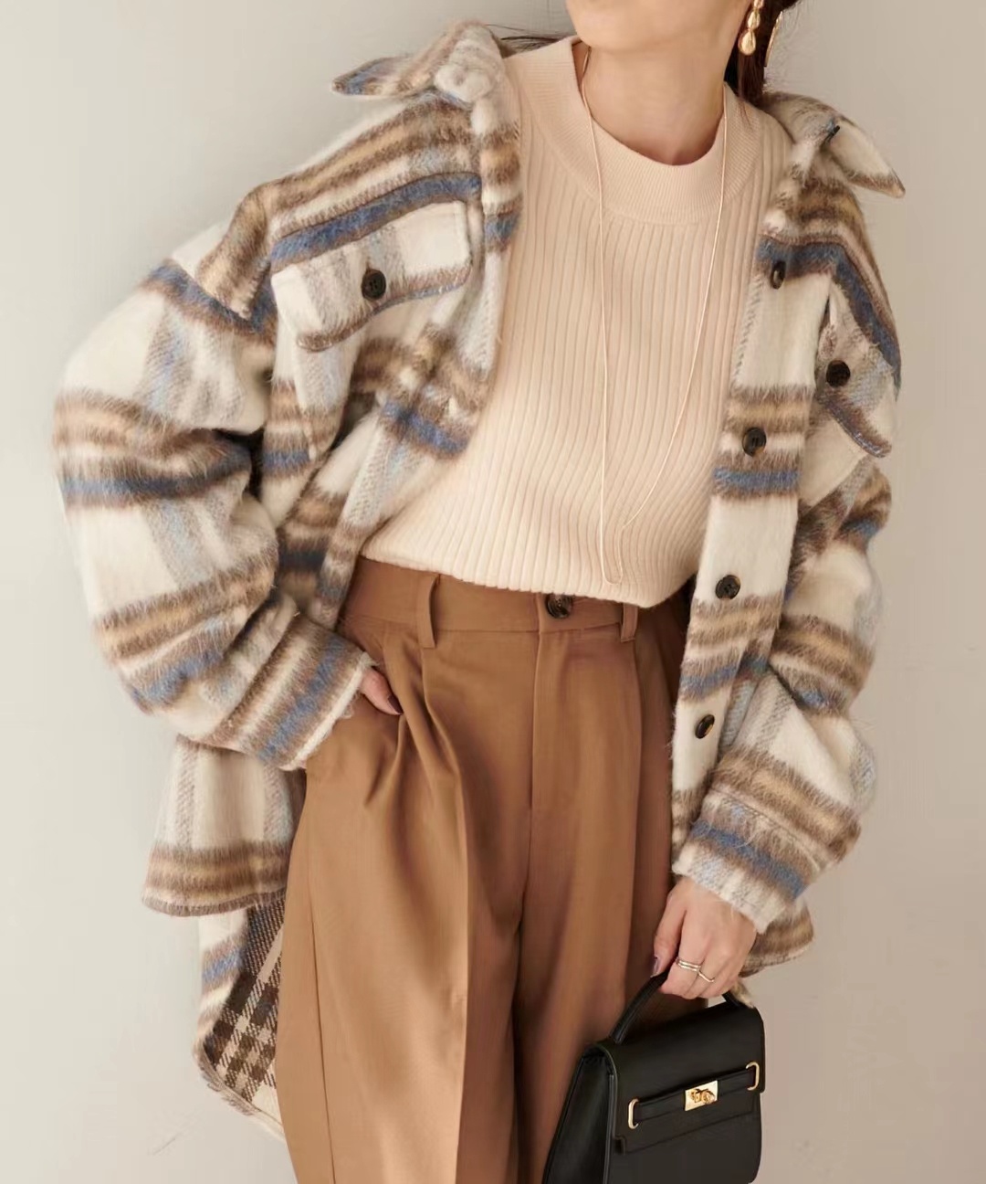 Plush striped coat