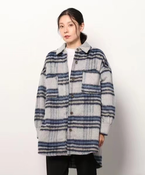 Plush striped coat