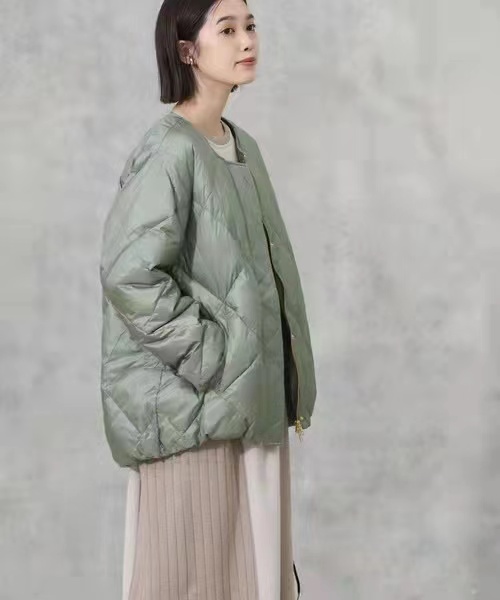 Crewneck quilted cotton coat