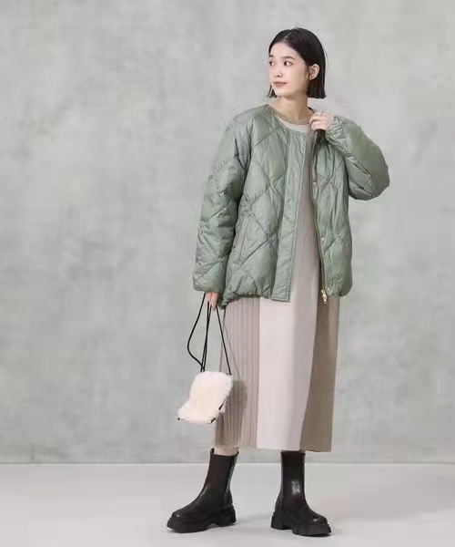 Crewneck quilted cotton coat