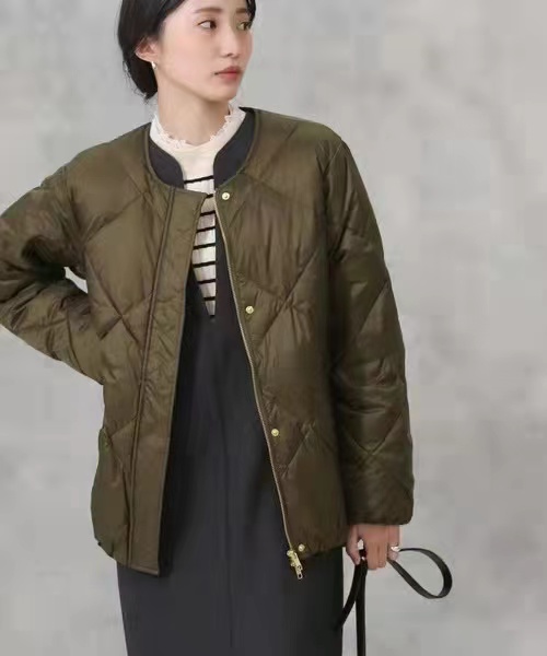 Crewneck quilted cotton coat