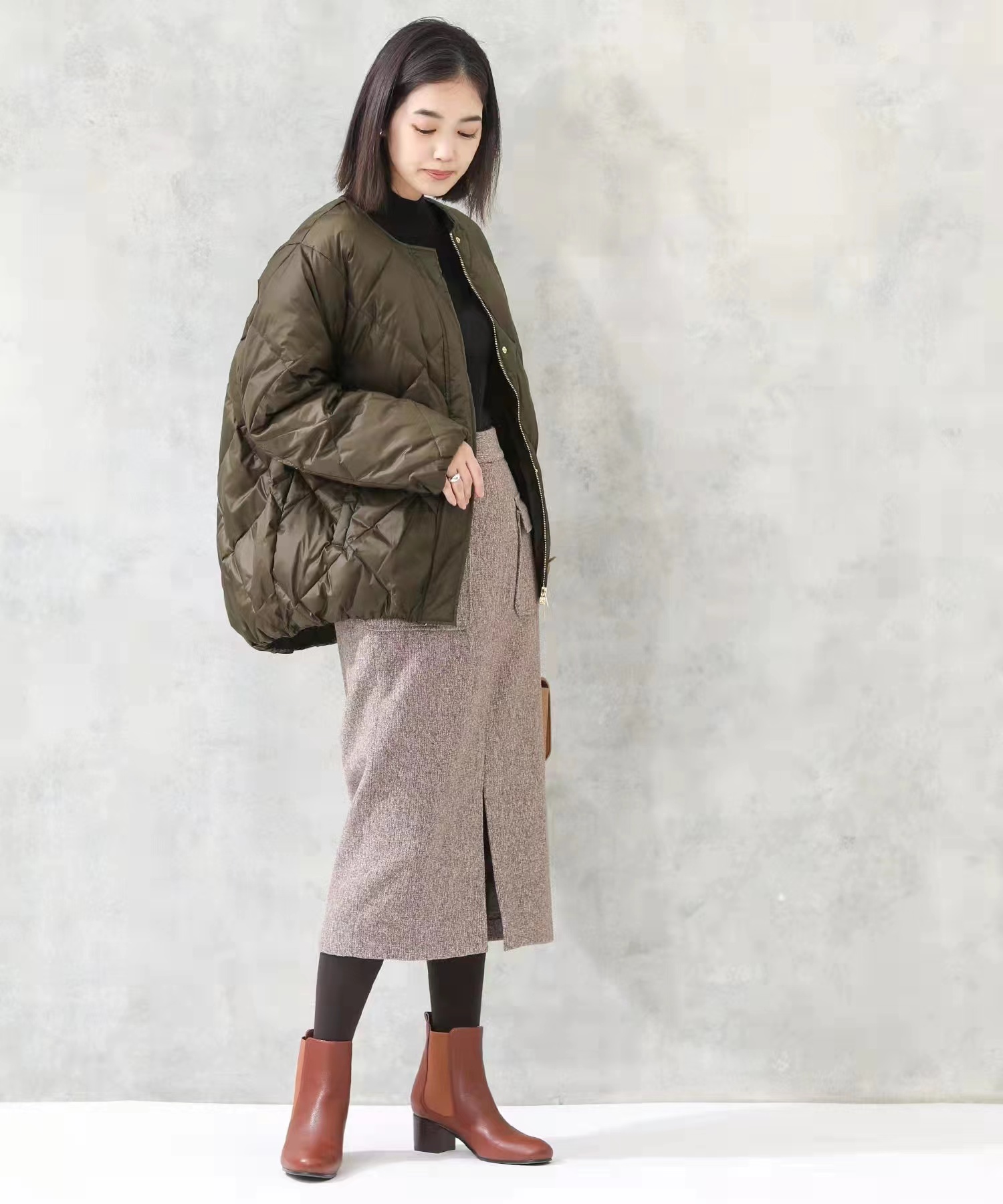 Crewneck quilted cotton coat