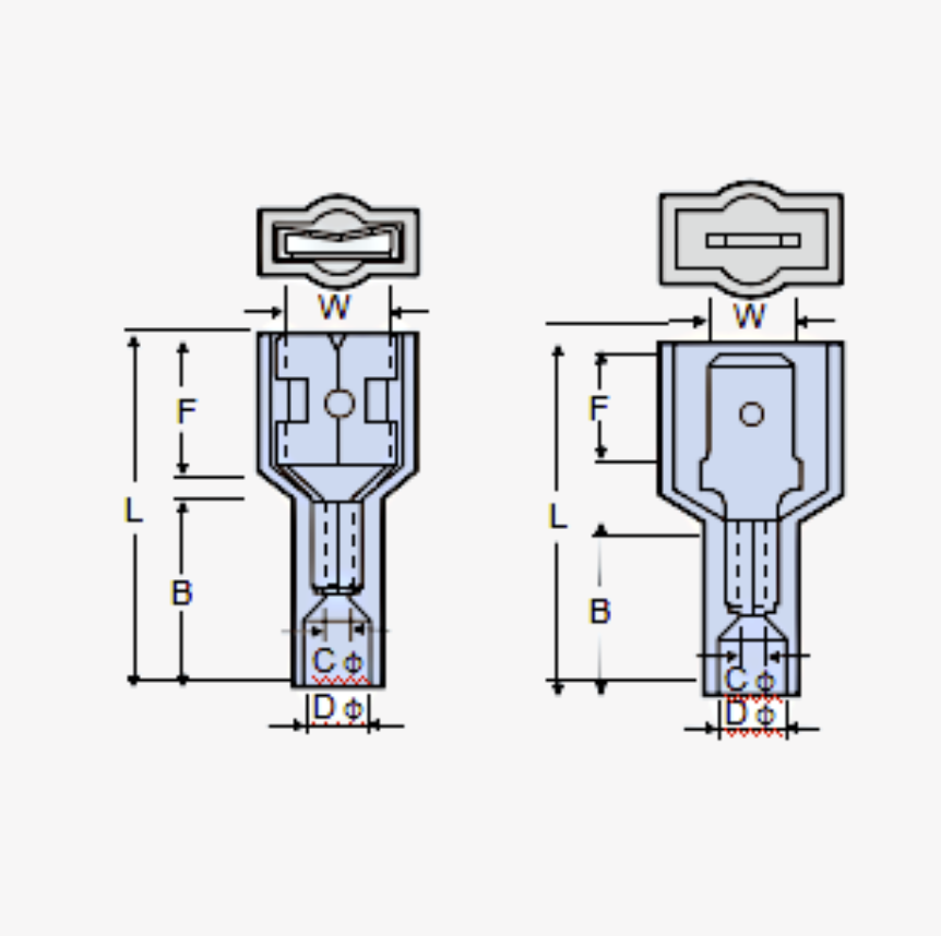Nylon-Fully Insulated Double Crimp Male Disconnector