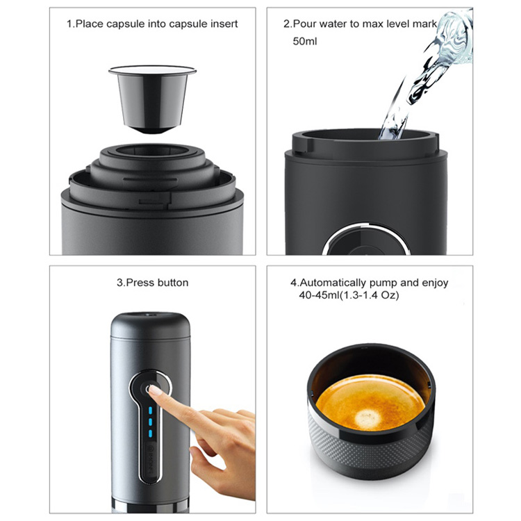 CP010 IMONS Fully Automatic Portable Espresso Machine CAN HEAT WATER Italian Coffee Maker For Nespresso Capsule 12V Rechargeable Cordless Use Self Clean For Indoor and Outdoor Car Camping Hiking
