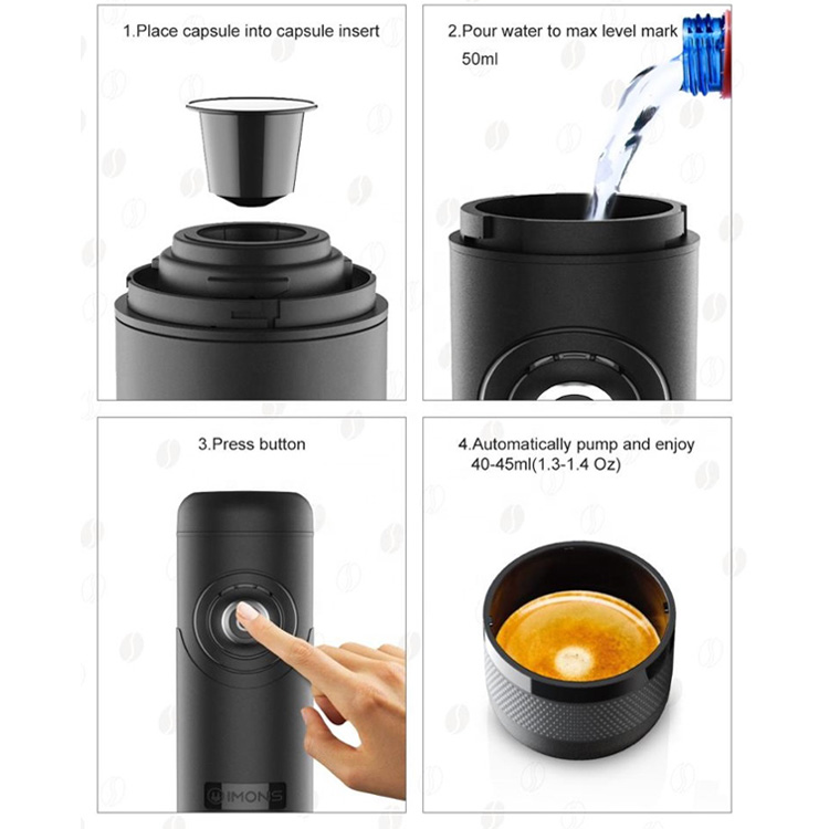 Automatic Portable Expresso Machine,HomeYoo Electric Coffee Machine Black One-Button Operation Coffee Maker for Travel and Outdoor-USB charge,500ML Best Gift for Family and Friends 