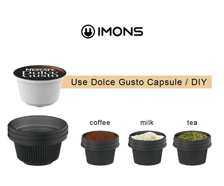CP003 IMONS Automatic Mini Portable coffee maker machine CAN HEAT WATER for dolce gusto capsule, double walls Type c power, one button operation, car drive mode, double wall stainless cup