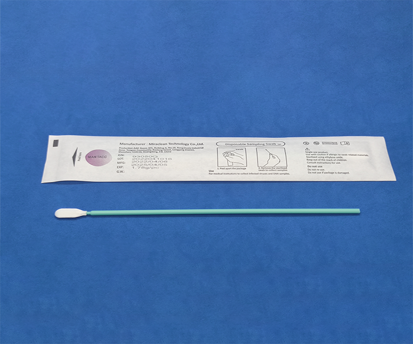 Mantacc 93050Q-163 6.4'' Sampling Oropharyngeal Dust-free Cloth Swab w/PP Handle, No Breakpoint