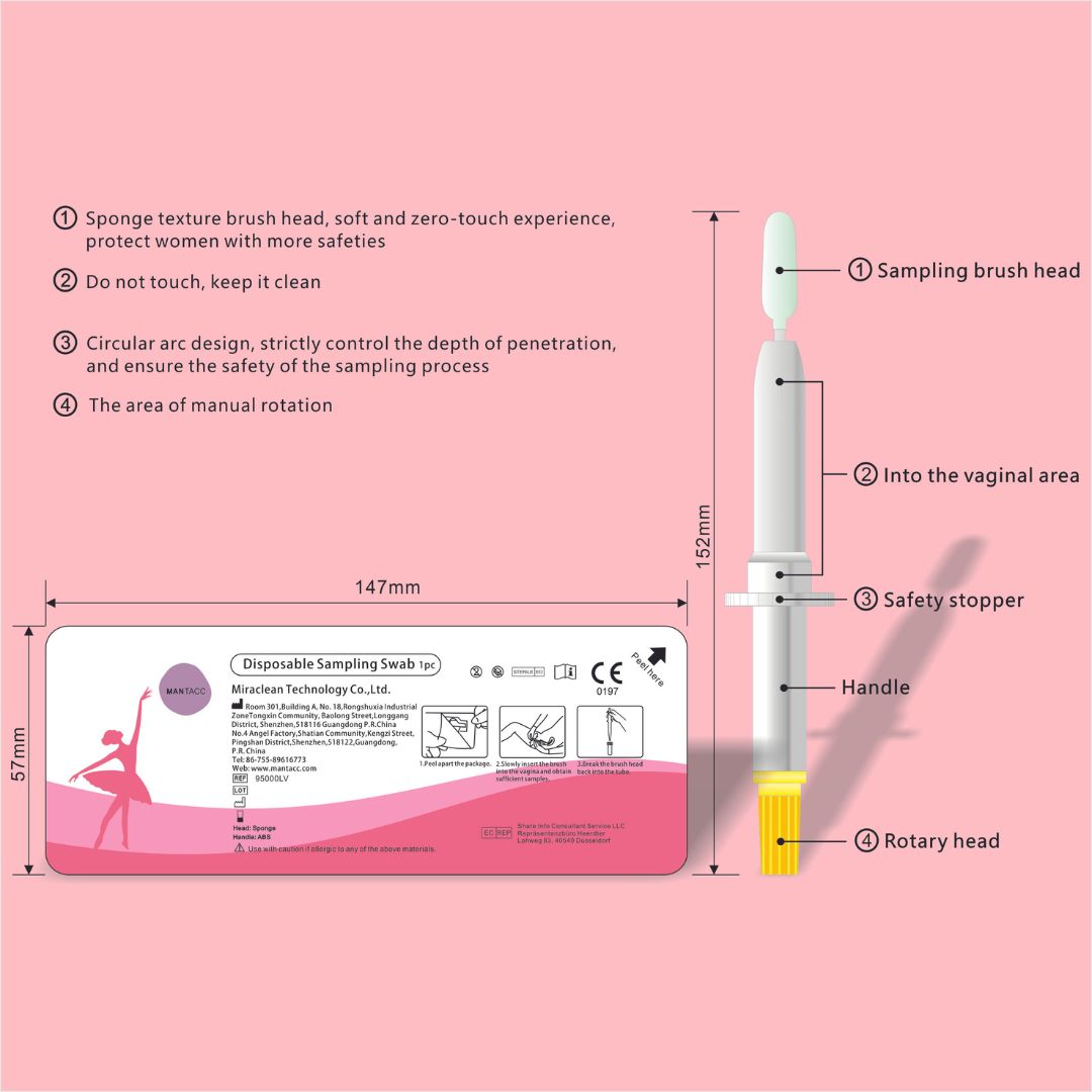 Mantacc 95000LV 6’’ Foam Sampling Vaginal Cervical Swab w/ Rotating Nozzle