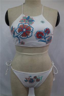 Women's Embroidered Mesh Flower BIKINI Top and Bottom-HM21SW219