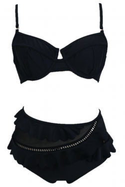 Women's Black  Underwire Mesh Skirt BIKINI- HM21SW190