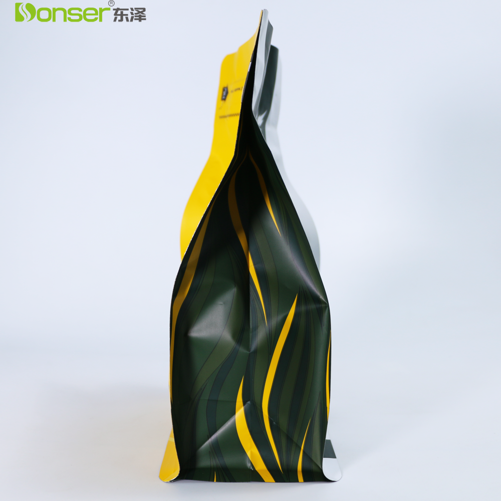 Square Bottom Aluminum Foil Easy Tear Zipper Degassing Valve Vertical Packaging Self-Sealing Coffee Bag With Air Valve