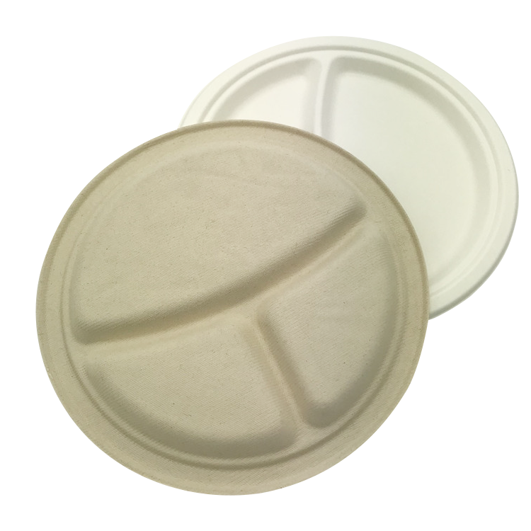 3 Compartment Biodegradable Plates With Lid, Sugarcane disposable