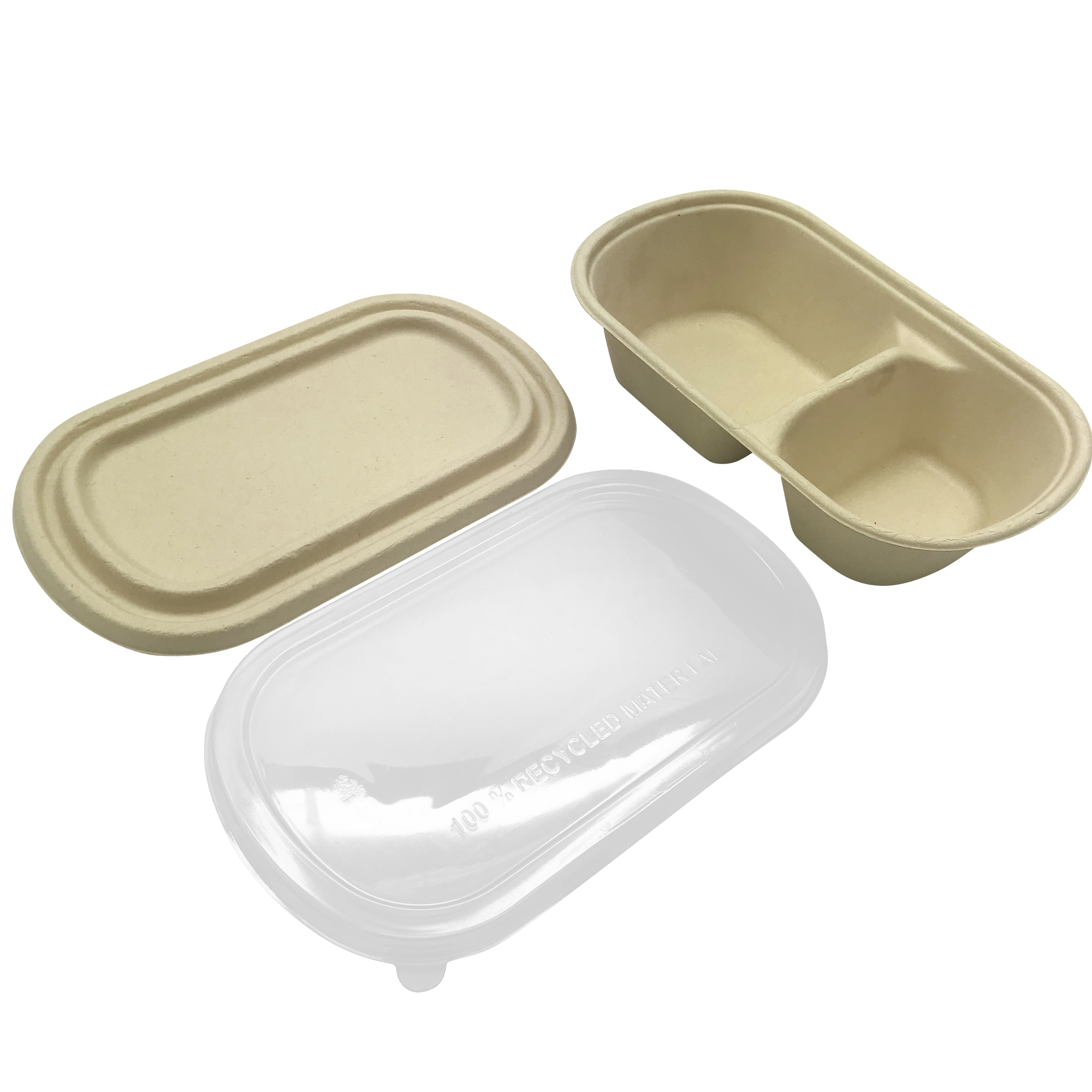 Biodegradable Disposable Sugarcane Bagasse 26oz 2 Compartment Food Container