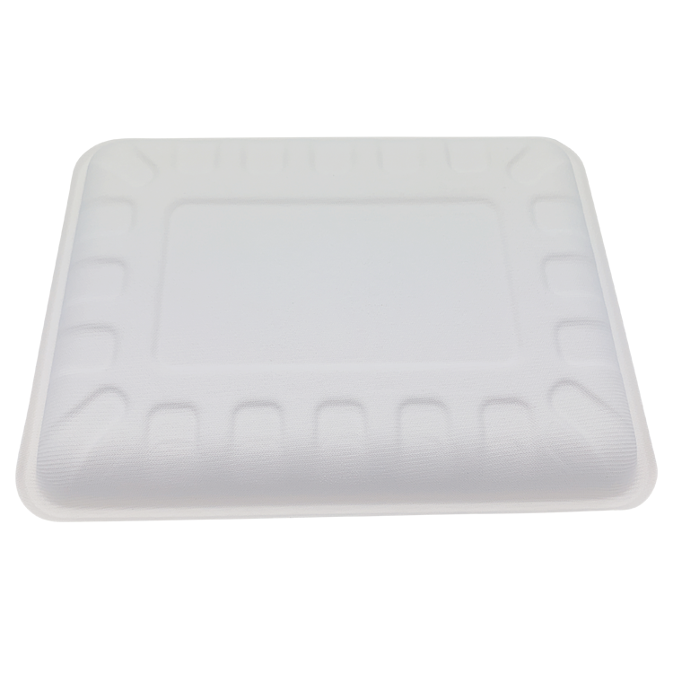 PFAS Free Disposable Sustainable Sugarcane Pulp Square Rectangle Sugarcane Bagasse Dinner Food Plate