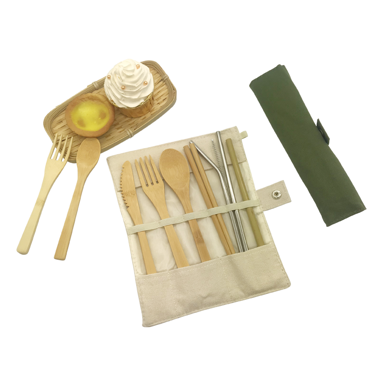 Eco-friendly travel reusable bamboo dinnerware cutlery set kids dinner set bamboo