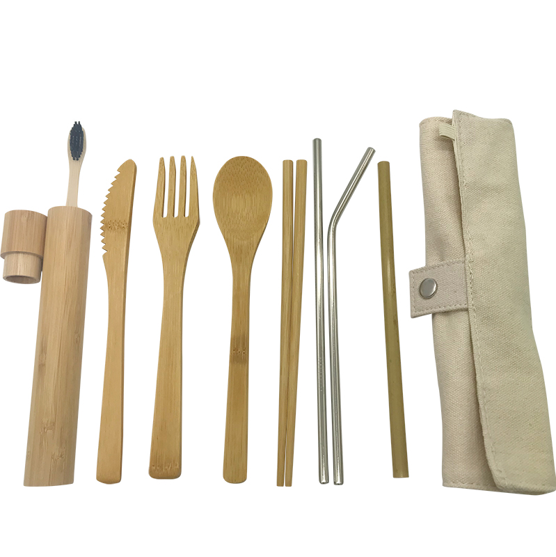 Eco-friendly travel reusable bamboo cutlery travel set
