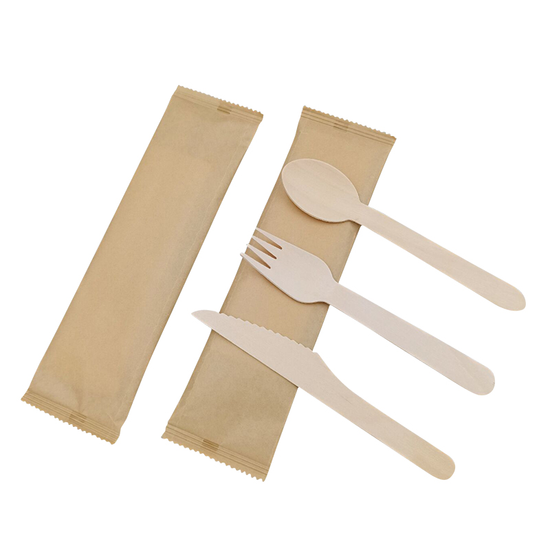 Eco-friendly 160mm Knife & fork & spoon kraft paper bag kit