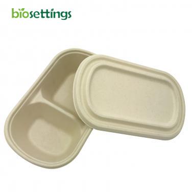 26oz 2 Compartment Rectangular Food Catering Box PFAS Free