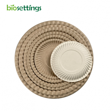 PFAS Free 5'', 6'', 7'', 8'', 9'', 10'' Biodegradabe and Compostable New Designed Round Plates with Swirl Rim