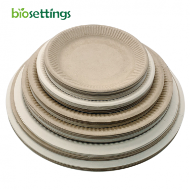 5", 6", 7", 8", 9", 10" PFAS Free Disposable Dinner Plates Microwavable Plates Biodegradable Plates