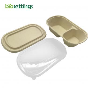Biodegradable Disposable Sugarcane Bagasse 26oz 2 Compartment Food Container
