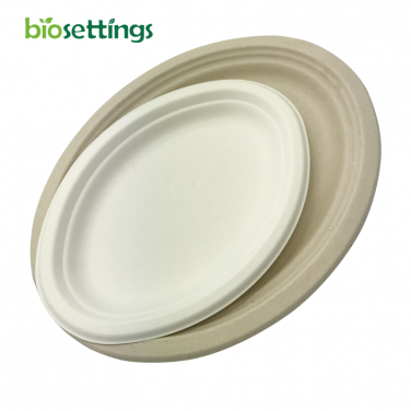 Compostable PFAS Free Biodegradable Bagasse Plates Disposable Oval Plates