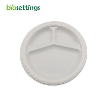 Biodegradable Disposable 3 Compartment Cornstarch Plate Eco Friendly Food Plate