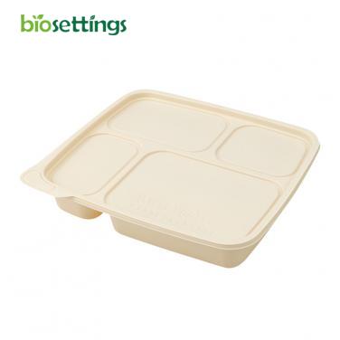Biodegradable 3/4/5 Compartment Cornstarch Food Container Disposable Lunch Box