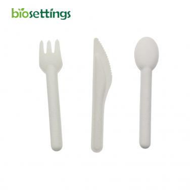 Biodegradable Sugarcane Bagasse Disposable Cutlery Set Compostable Knife Fork Spoon