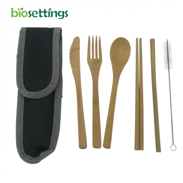 Biodegradabe and Compostable Bamboo Fiber Cutlery Travel Set
