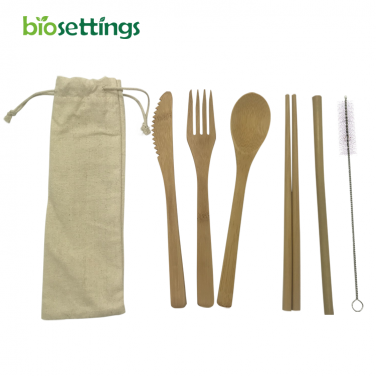 Eco-friendly travel reusable bamboo cutlery travel set