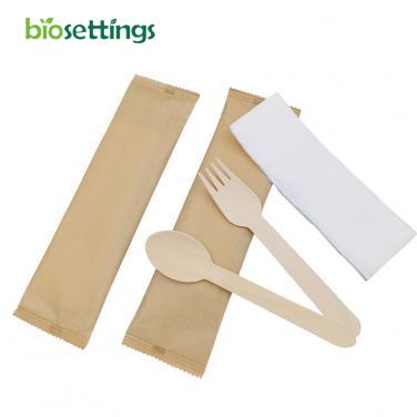 Eco-friendly fork spoon kraft paper bag kit