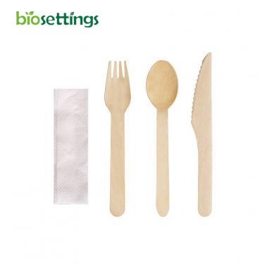 Eco-friendly 160MM Knife& fork & spoon kit with napkin (30*30CM)