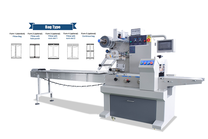 Automatic pillow packing machine for different bag type