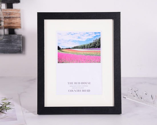 Modern Simple Style High Definition Glass Display Pictures 4x6 5x7 6x8 A4 Wooden Black Frame Set of 6 with Mat