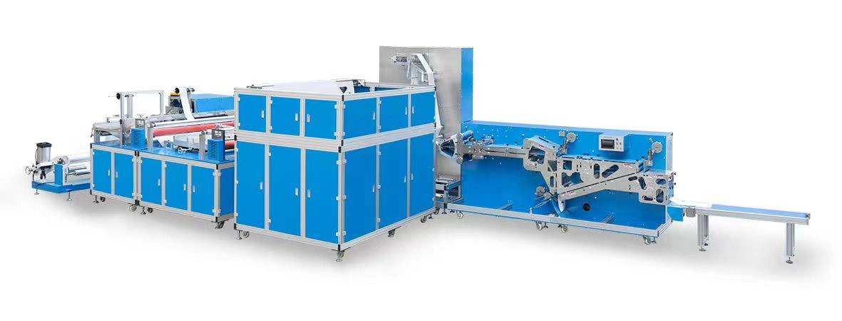 disposable surgical drape making machine with hole and adhesive and with side tape