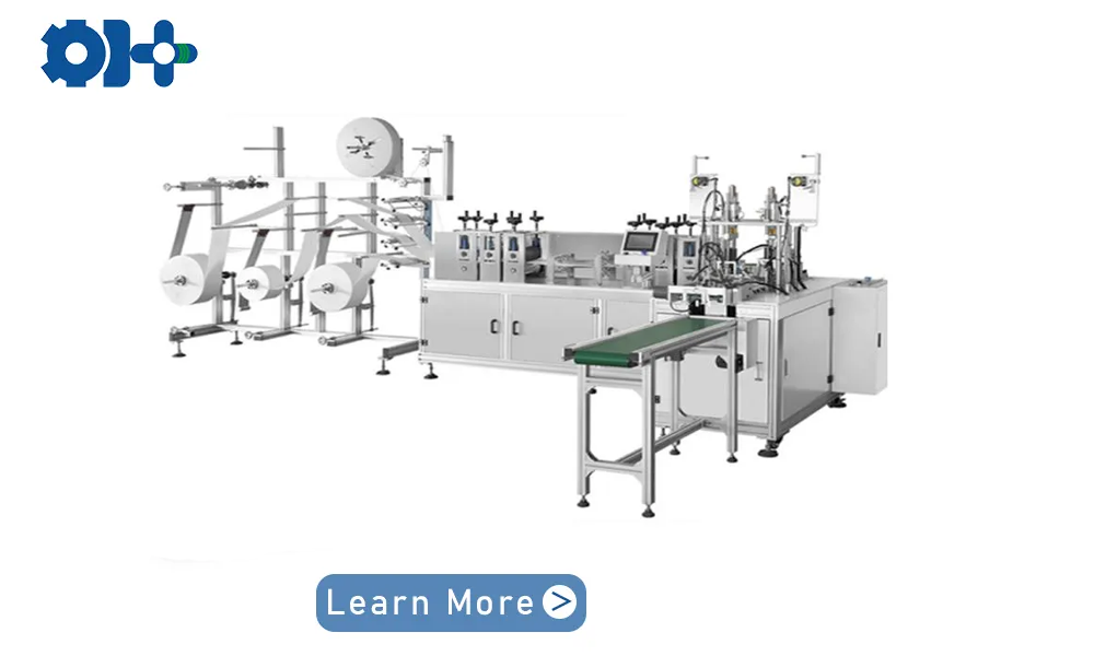 mask making machine with outer earloop welding machine (1+1)