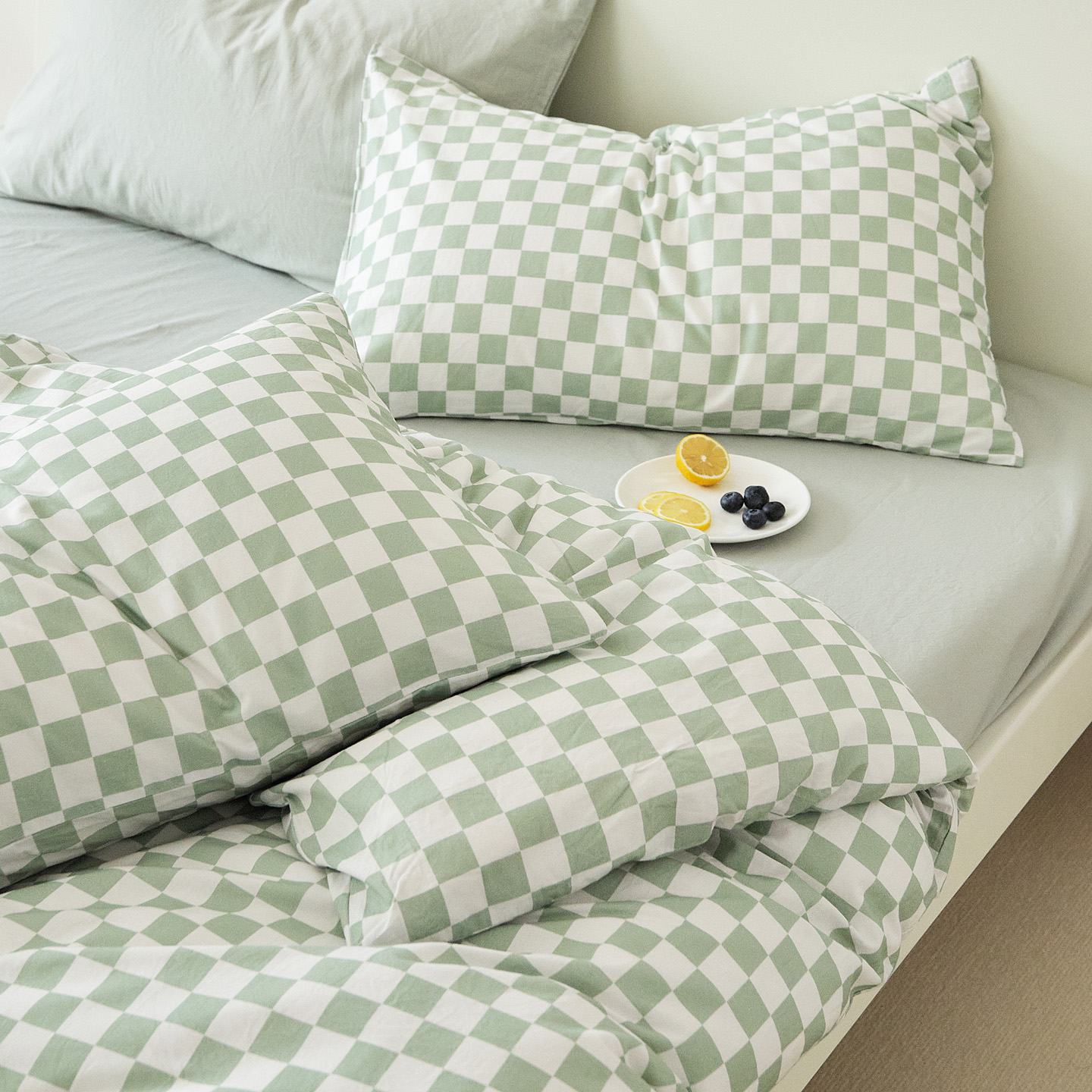 60S 100% Cotton twill chessboard-format printed Bedding Set