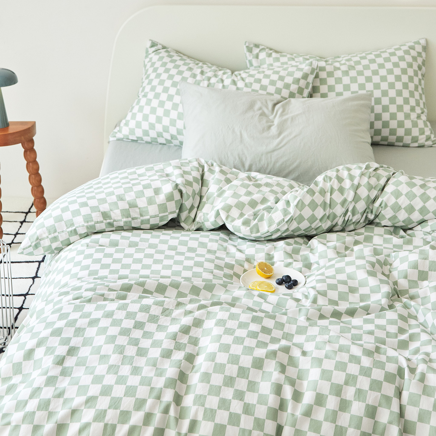 60S 100% Cotton twill chessboard-format printed Bedding Set