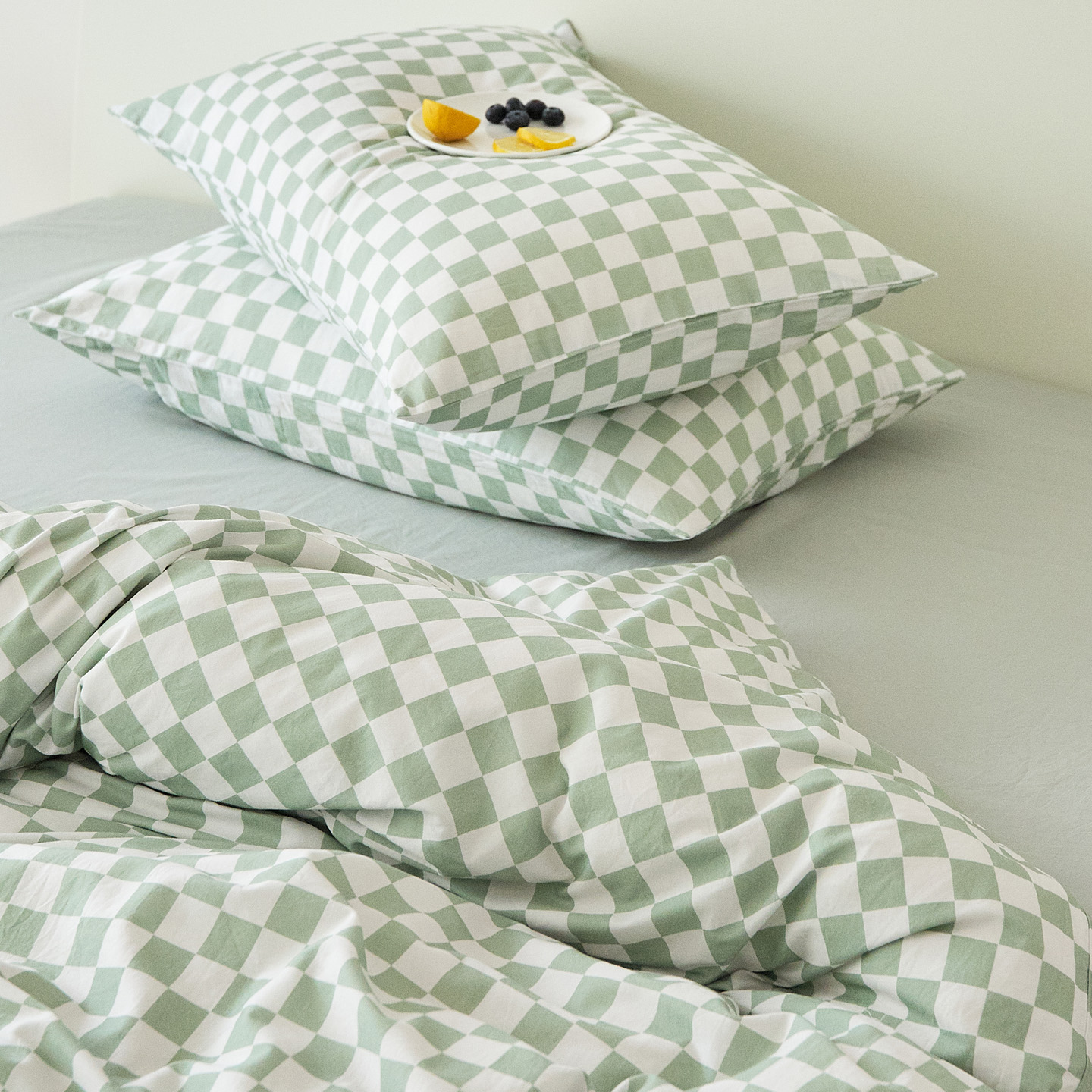 60S 100% Cotton twill chessboard-format printed Bedding Set