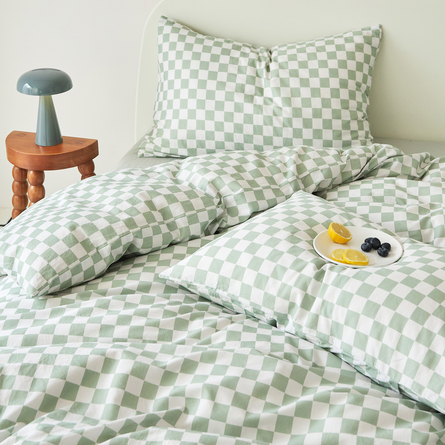 60S 100% Cotton twill chessboard-format printed Bedding Set