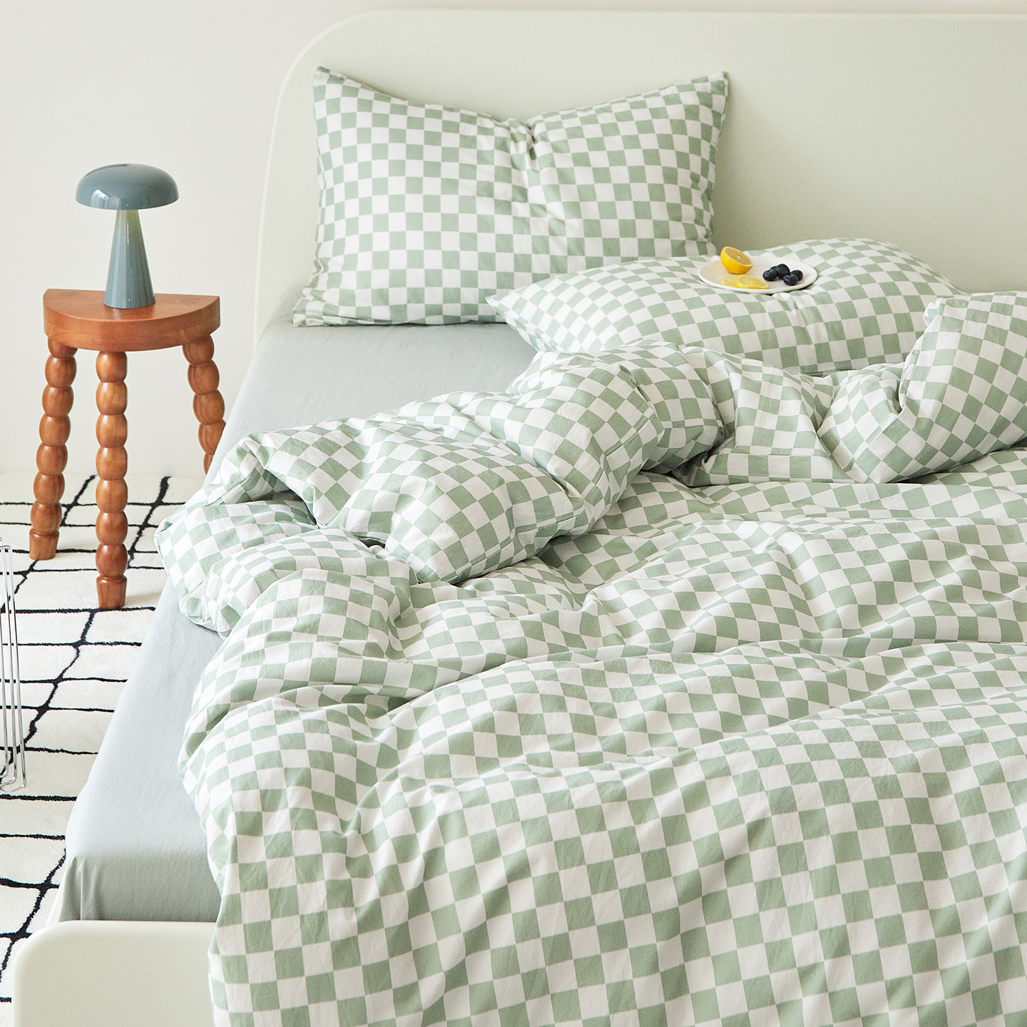 60S 100% Cotton twill chessboard-format printed Bedding Set