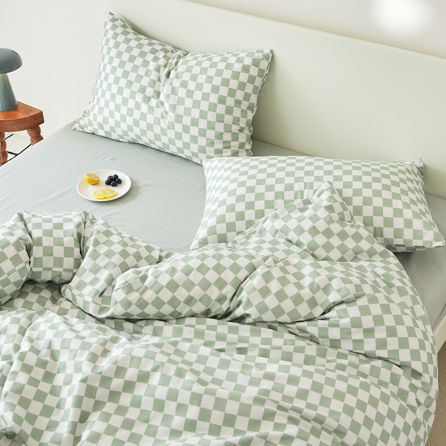 60S 100% Cotton twill chessboard-format printed Bedding Set