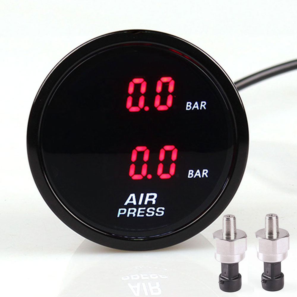 Red Dual Digital Air Pressure Gauge(Bar)
