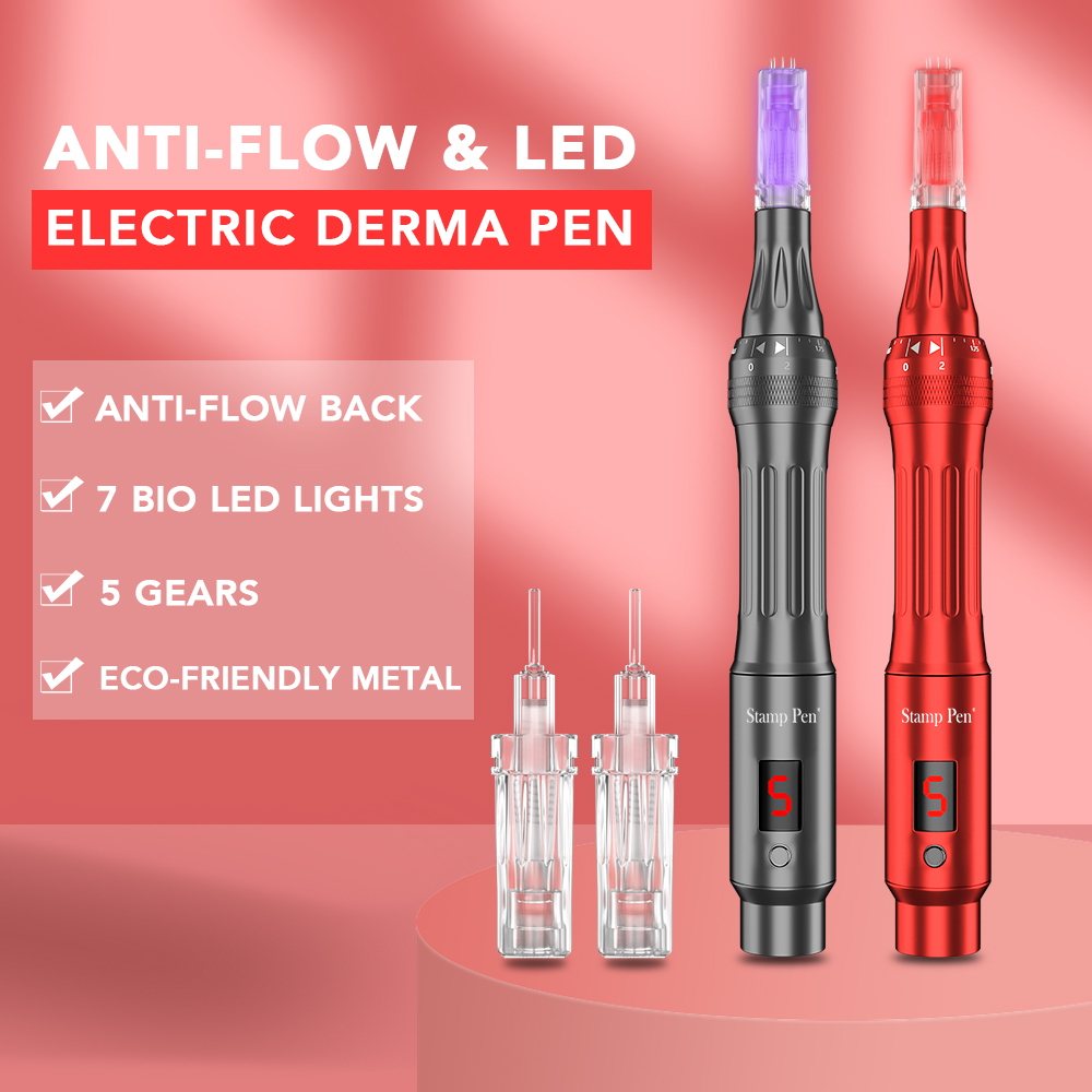 Dispositif de microneedling à alimentation électrique, anti-reflux, avec écran LCD, thérapie LED Dermapen