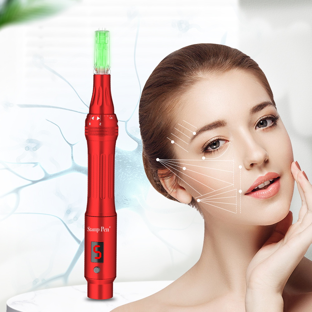 Dispositif de microneedling à alimentation électrique, anti-reflux, avec écran LCD, thérapie LED Dermapen