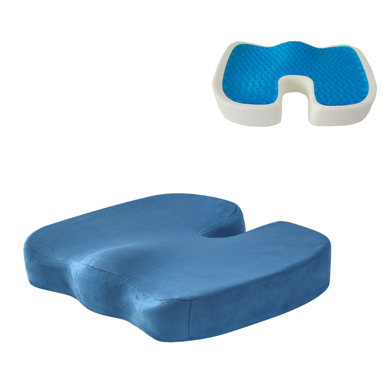 Memory foam seat cushion with cool gel -short plush cover