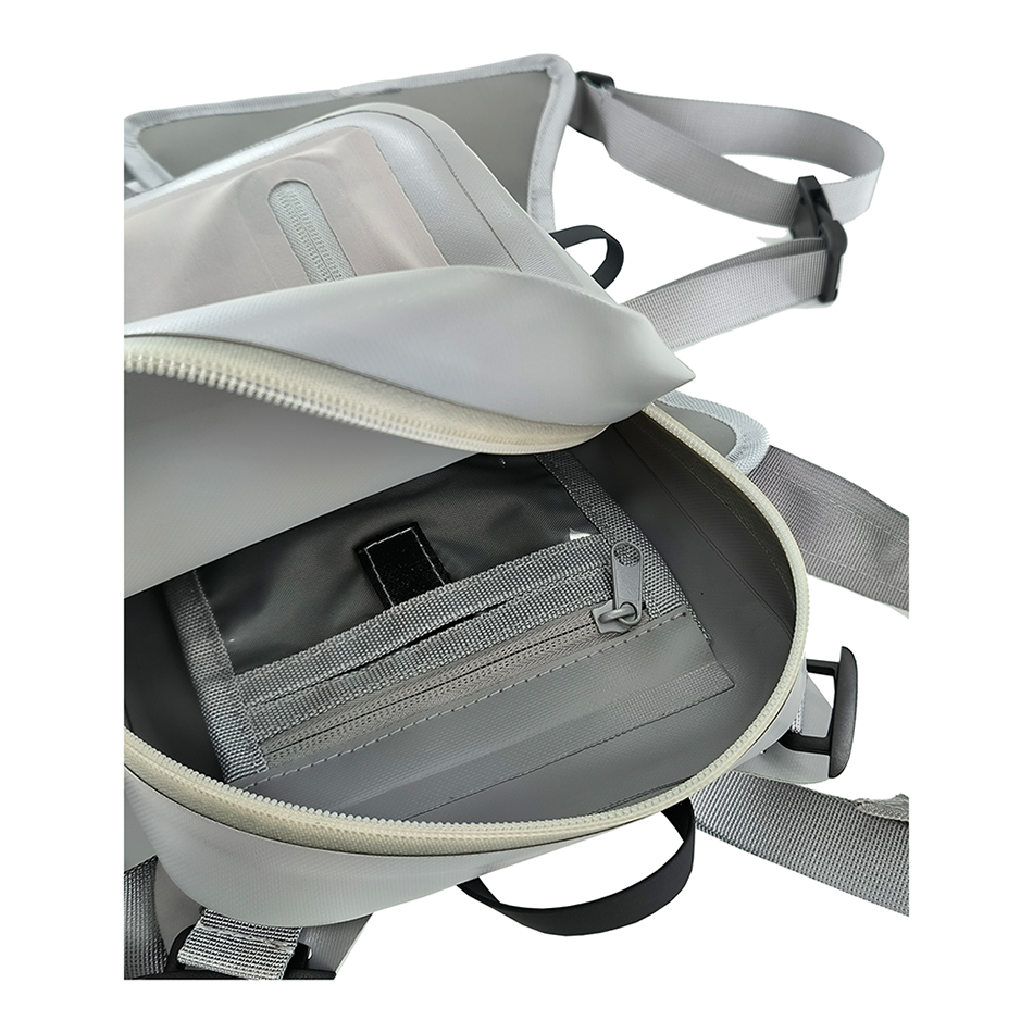 DRYSAFE Waterproof Fishing Chest Fanny Pack for Man 3.5L Fly Fishing Bag Chest Pack with Airtight Zipper for Fly Fishing Kayaking Gray